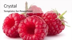  Presentation with ripe golden potato on white - Beautiful slides featuring summer fruits - ripe raspberries isolated on white backdrop and a sky blue colored foreground