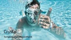  Presentation with unmanned underwater vehicles - Amazing presentation theme having deep water - man floats underwater in pool backdrop and a light blue colored foreground
