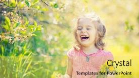  Presentation with hipster girl playing tetris game - Audience pleasing theme consisting of summer garden - happy little girl playing backdrop and a yellow colored foreground