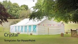  Presentation with marquee - Audience pleasing slide deck consisting of summer garden with a marquee backdrop and a yellow colored foreground