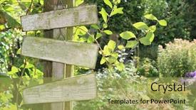  Presentation with garden - Presentation theme consisting of summer garden wooden sign add background and a yellow colored foreground