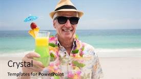  Presentation with honolulu senior on a beach - Cool new presentation theme with summer garland - happy senior man backdrop and a coral colored foreground