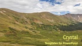  Presentation with green mountains - Colorful slide deck enhanced with summer green alpine zone meadows backdrop and a tawny brown colored foreground