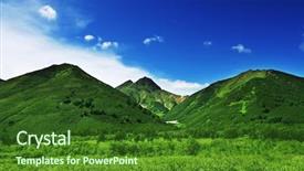  Presentation with green hills - PPT theme having summer green hills background and a forest green colored foreground