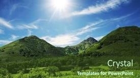  Presentation with green hills - PPT layouts consisting of summer-green-hills background and a tawny brown colored foreground