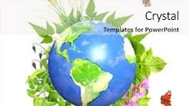  Presentation with green earth - Colorful slide set enhanced with leaves flowers insects and earth backdrop and a white colored foreground