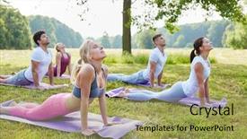  Presentation with elderly people and exercise - Amazing theme having summer gymnastics - people doing yoga exercise backdrop and a yellow colored foreground