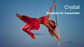  Presentation with gymnastics - PPT theme having summer gymnastics - young sports woman in pink background and a ocean colored foreground