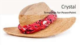  Presentation with hat - Cool new slides with summer hat isolated backdrop and a sky blue colored foreground