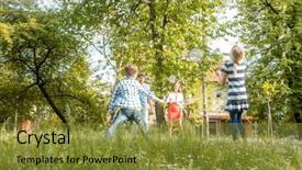  Presentation with badminton - Colorful presentation design enhanced with summer having fun enjoying themselves backdrop and a gold colored foreground