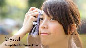  Presentation with sport - Slide deck consisting of summer heat - girl after sport background and a  colored foreground