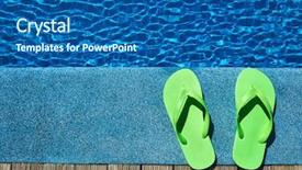  Presentation with heat - Slide deck enhanced with summer heat - green slippers by a swimming background and a ocean colored foreground