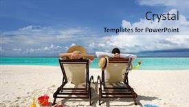  Presentation with tropical holiday - Amazing presentation theme having summer holiday - couple on a tropical beach backdrop and a teal colored foreground
