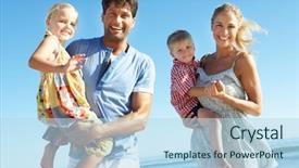  Presentation with black couple having fun - Audience pleasing theme consisting of summer holiday - family having fun on beach backdrop and a light blue colored foreground
