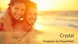  Presentation with healthy relationship - Presentation theme enhanced with summer holiday - lovers couple in love having background and a yellow colored foreground