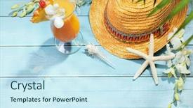  Presentation with summer holiday move - Beautiful slides featuring summer holiday setting with straw backdrop and a sky blue colored foreground