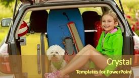  Presentation with summer camp - PPT theme with summer holiday travel - family ready background and a tawny brown colored foreground