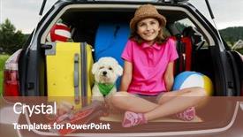  Presentation with summer holiday - Cool new PPT theme with summer holiday travel - family ready backdrop and a red colored foreground