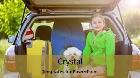  Presentation with summer holiday - PPT layouts with summer holiday travel - girl ready background and a gold colored foreground