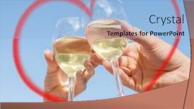  Presentation with dating - PPT theme enhanced with summer holidays and dating concept - couple drinking wine in cafe in the city background and a light blue colored foreground