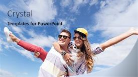  Presentation with teenage - Presentation theme having summer-holidays-and-teenage-concept background and a light blue colored foreground