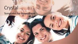  Presentation with holidays - Cool new PPT theme with summer holidays and teenage concept - group of teenagers looking down backdrop and a coral colored foreground