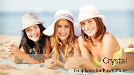  Presentation with summer party - Cool new slides with summer holidays and vacation - girls backdrop and a coral colored foreground