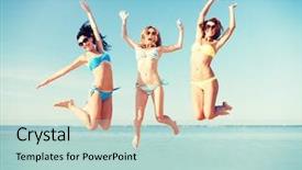  Presentation with holidays - Colorful PPT theme enhanced with summer holidays and vacation - girls backdrop and a mint green colored foreground