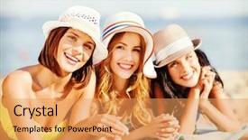  Presentation with holidays - Presentation design featuring summer holidays and vacation - girls background and a  colored foreground