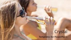  Presentation with holidays - Presentation theme consisting of summer-holidays-and-vacation-girls background and a coral colored foreground