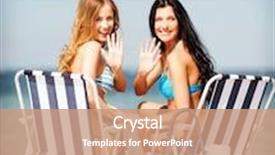  Presentation with holidays - PPT layouts having summer holidays and vacation - girls in bikinis sunbathing on the beach chairs background and a coral colored foreground