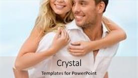  Presentation with summer celebration - Slide deck consisting of summer holidays celebration and dating concept - couple at seaside background and a coral colored foreground