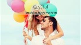  Presentation with summer celebration - Slide deck with summer holidays celebration and dating concept - couple with colorful balloons at seaside background and a cool aqua colored foreground