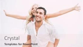  Presentation with summer celebration - Presentation design consisting of summer holidays celebration and dating concept - couple at seaside background and a lemonade colored foreground