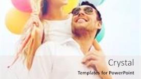  Presentation with summer celebration - PPT layouts with summer holidays celebration and dating concept - couple with colorful balloons background and a lemonade colored foreground