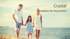  Presentation with family children - Colorful presentation enhanced with summer holidays children and people concept - happy family at the seaside backdrop and a cream colored foreground