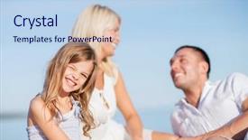  Presentation with family children - Slide deck enhanced with summer holidays children and people concept - happy family having a picnic background and a light blue colored foreground