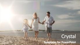  Presentation with family children - Cool new slides with summer holidays children and people concept - happy family at the seaside backdrop and a gray colored foreground