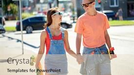  Presentation with city people walking - Amazing slides having summer-holidays-extreme-sport backdrop and a lemonade colored foreground