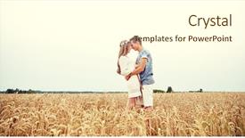  Presentation with love romance - PPT theme enhanced with summer holidays love romance and people concept - happy smiling young hippie couple hugging outdoors background and a white colored foreground