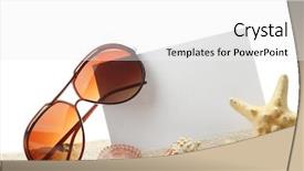  Presentation with memories - Slides having shells and sunglasses on sand background and a white colored foreground