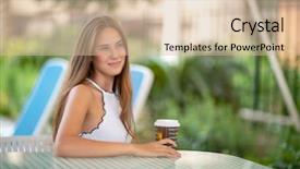  Presentation with energy drink - Amazing theme having summer holidays on the beach backdrop and a soft green colored foreground