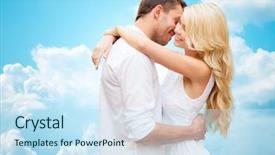  Presentation with happy holidays - Amazing slide set having dating concept - happy couple backdrop and a sky blue colored foreground