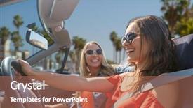  Presentation with road trip - Slide deck consisting of summer holidays road trip vacation background and a coral colored foreground