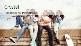  Presentation with summer holiday - Presentation theme having summer holidays teenage and technology background and a cream colored foreground