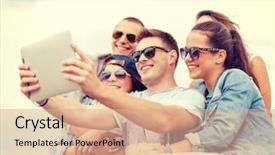  Presentation with teens summer camp - Audience pleasing presentation theme consisting of summer holidays teenage and technology backdrop and a coral colored foreground