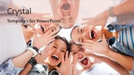  Presentation with teens summer camp - Slides enhanced with fitness club doing lung background and a  colored foreground.