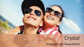  Presentation with teens summer camp - PPT layouts enhanced with summer holidays and teenage concept background and a coral colored foreground