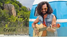  Presentation with holidays - PPT theme with summer holidays travel music background and a gold colored foreground