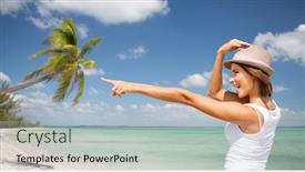  Presentation with summer trees - Amazing slide deck having summer-holidays-travel-people backdrop and a light blue colored foreground